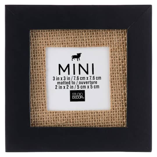 Studio Decor; Black Mini Frame With Burlap Mat by Studio Décor®; Category:Mini Picture Frames; Image:1